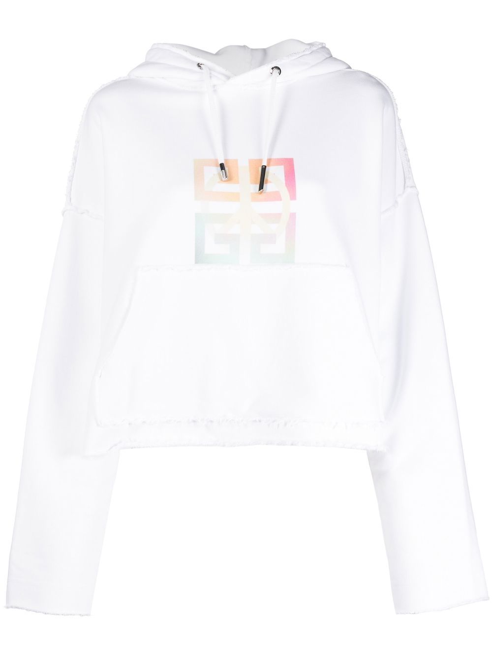 Givenchy 纪梵希 logo印花短款连帽衫 - 白色