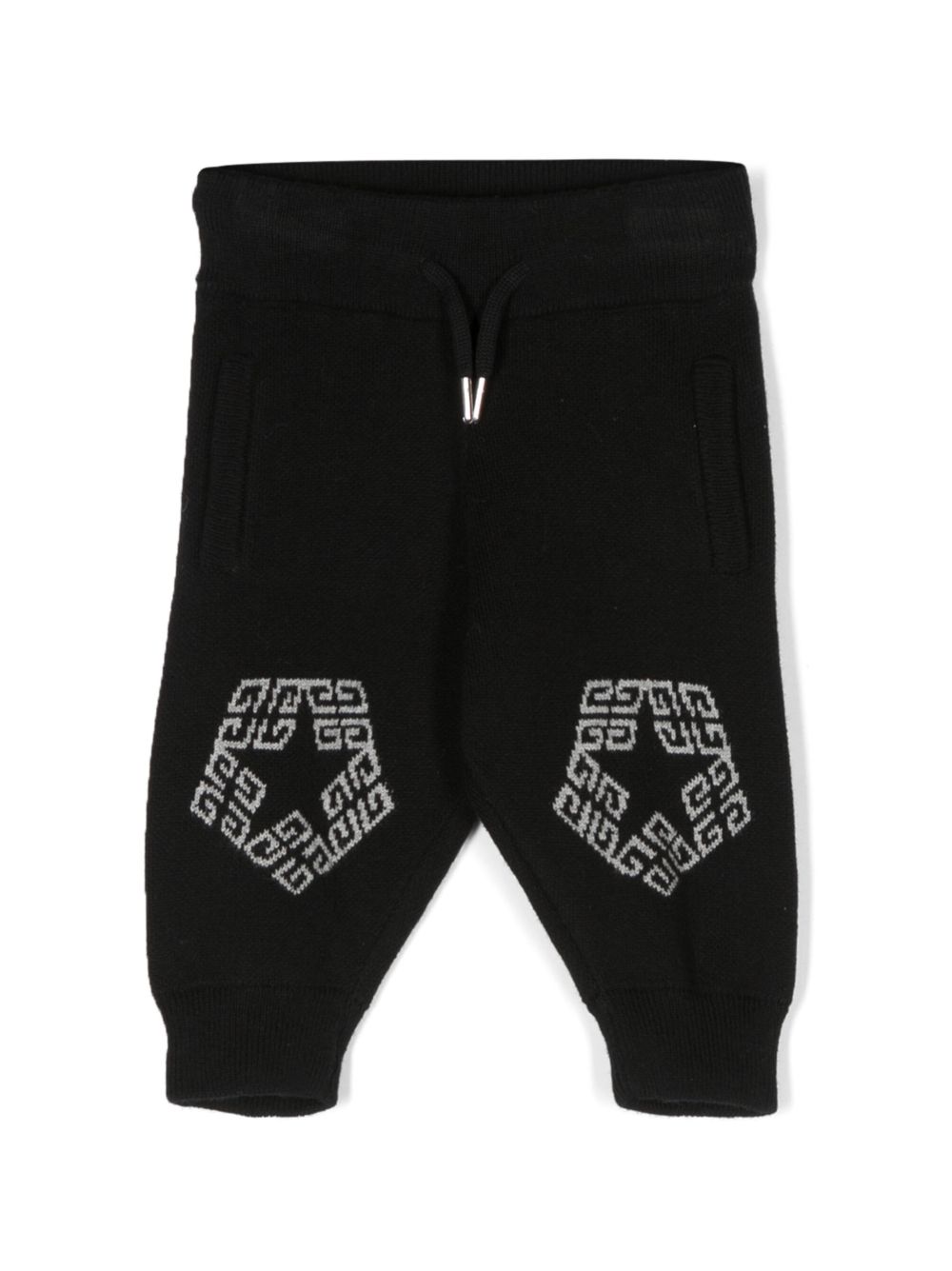Givenchy Kids logo印花针织运动裤 - 黑色