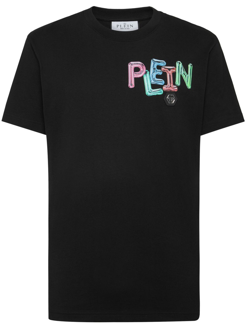 Philipp Plein logo印花棉T恤 - 黑色