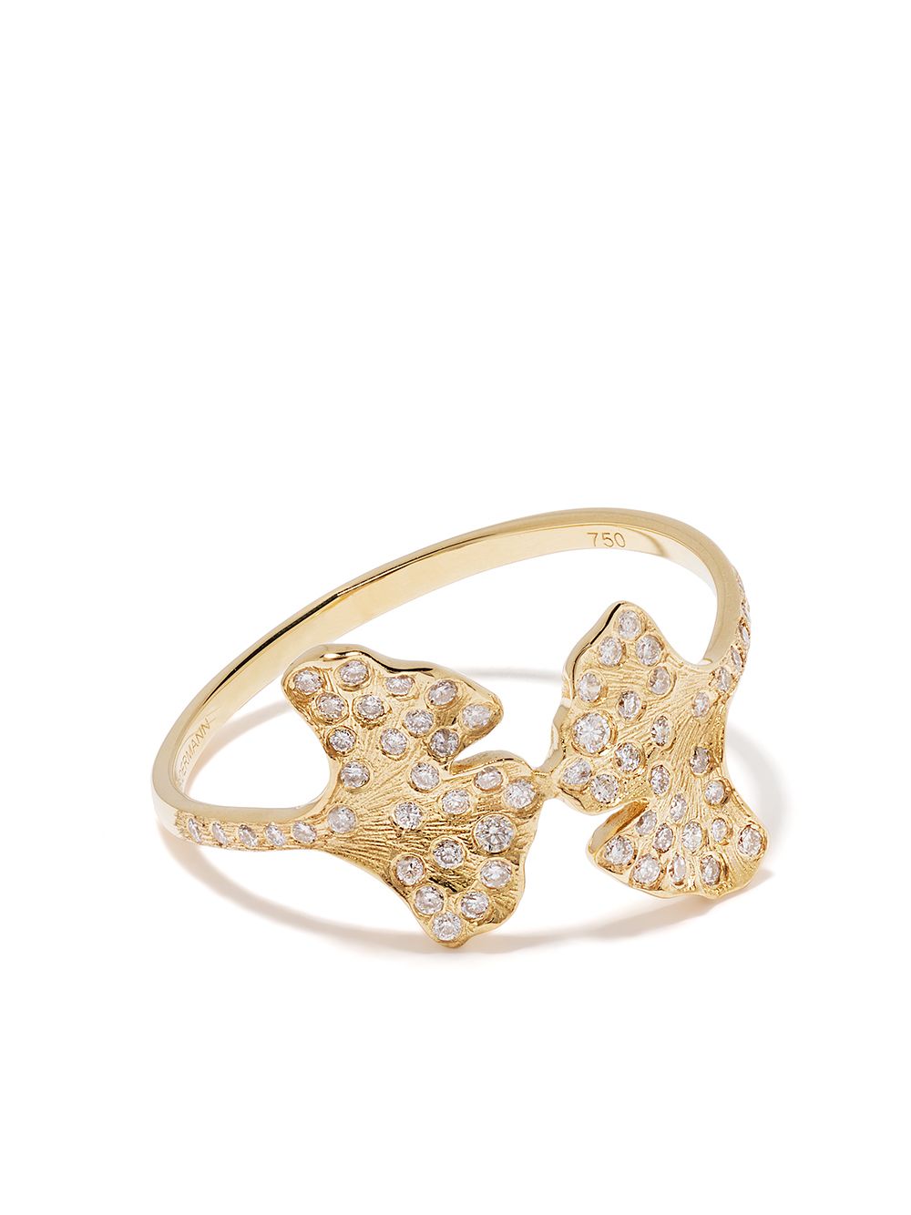 Aurelie Bidermann Ginkgo 18K黄金钻石戒指 - 金色