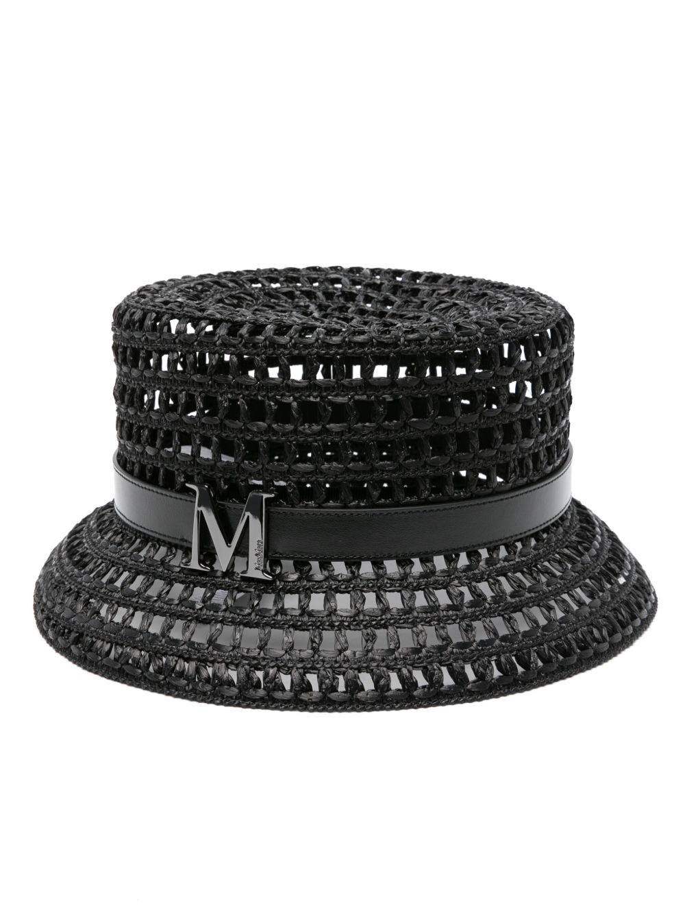 Max Mara 腰带细节编织渔夫帽 - 黑色