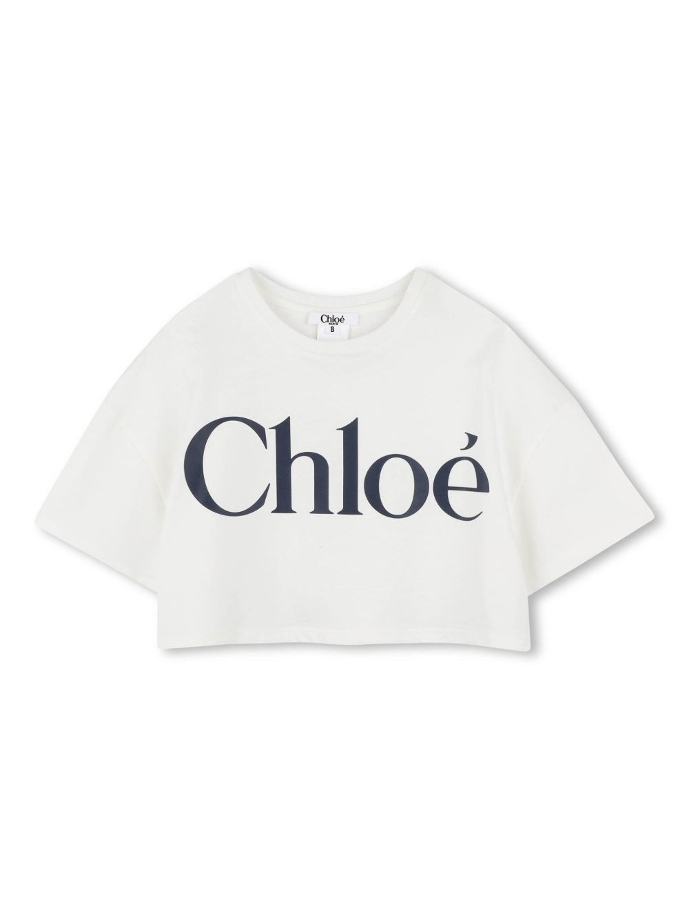 Chloé Kids logo印花短款T恤 - 白色