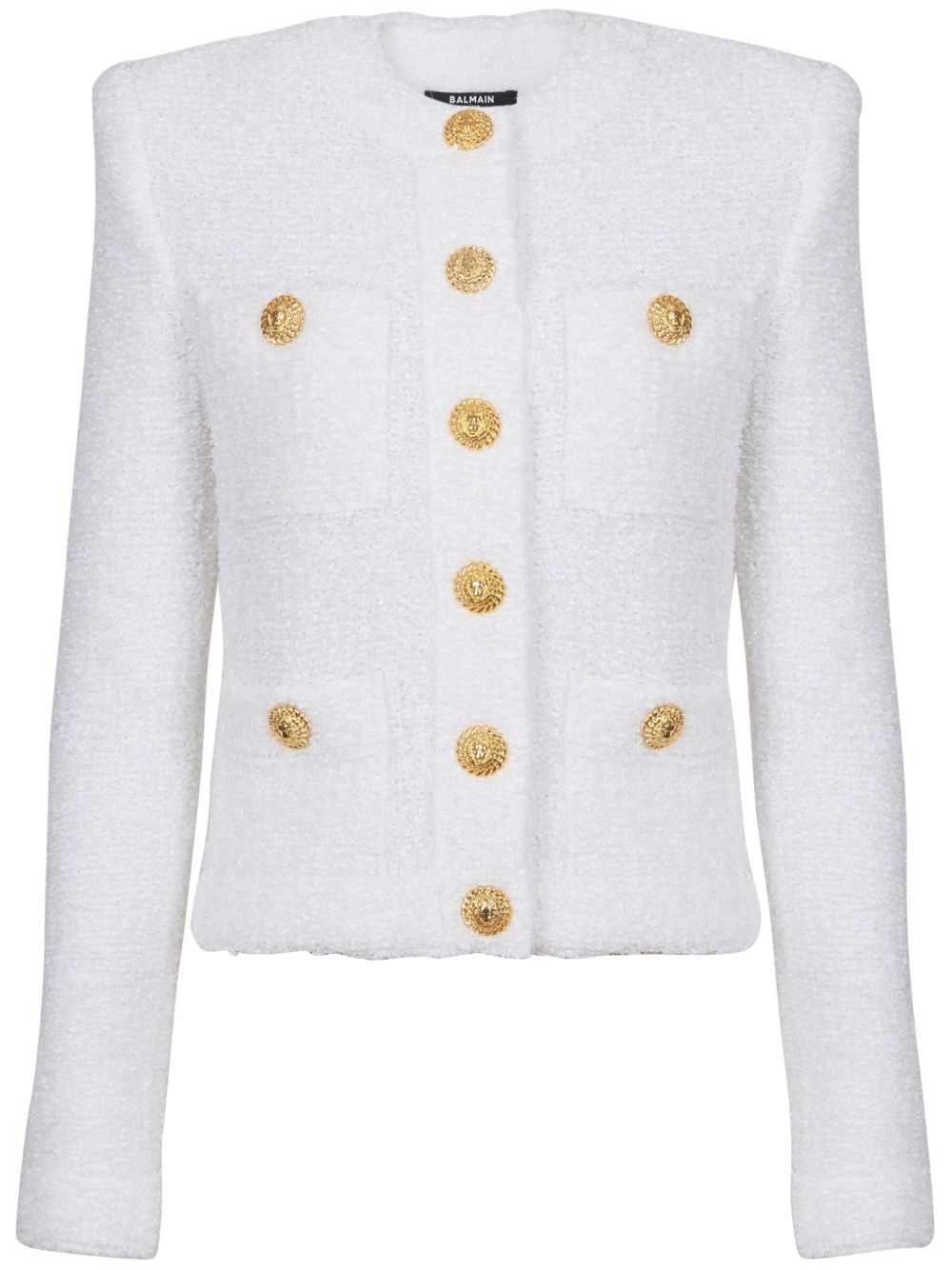 Balmain Miami logo纽扣粗花呢夹克 - 白色