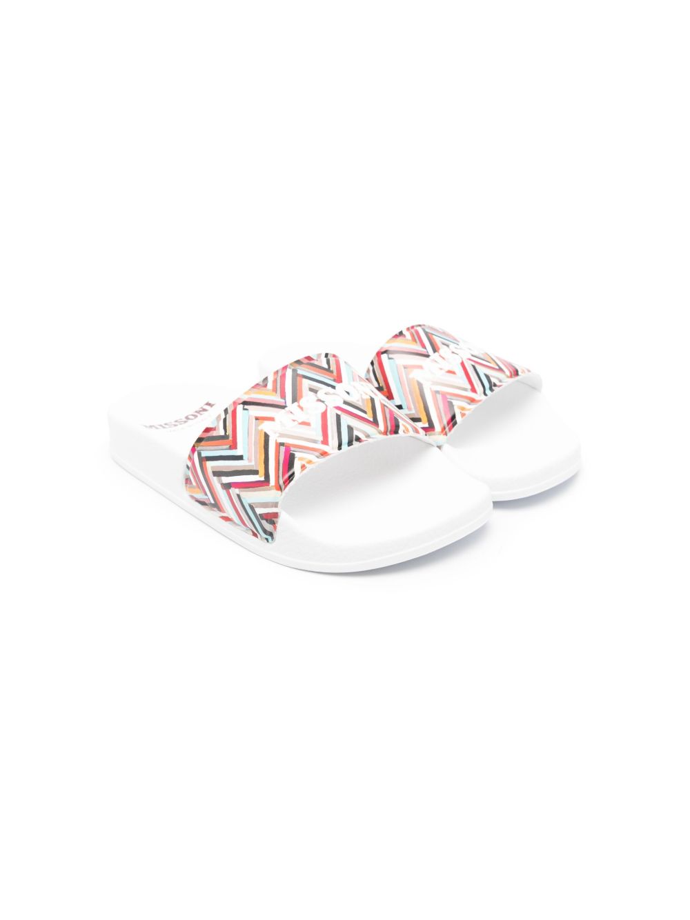 Missoni Kids logo印花拖鞋 - 白色