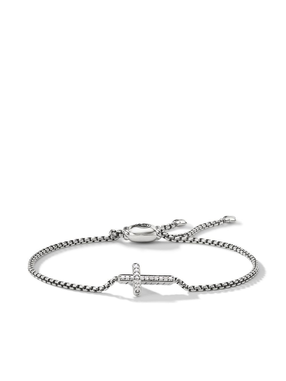 David Yurman 纯银 Petite Pavé Cross Chain 钻石手链 - 银色