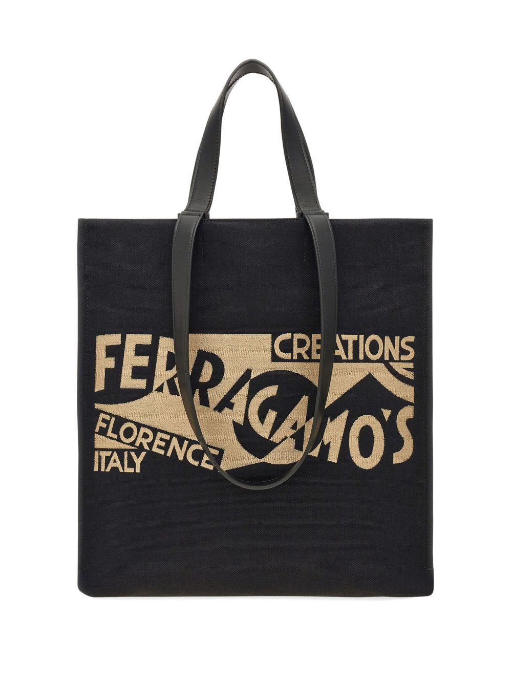 Ferragamo logo提花手提包 - 黑色