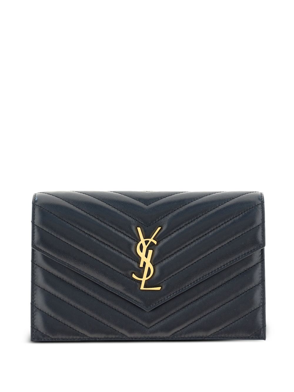 Saint Laurent 信封式搭链钱包 - 黑色