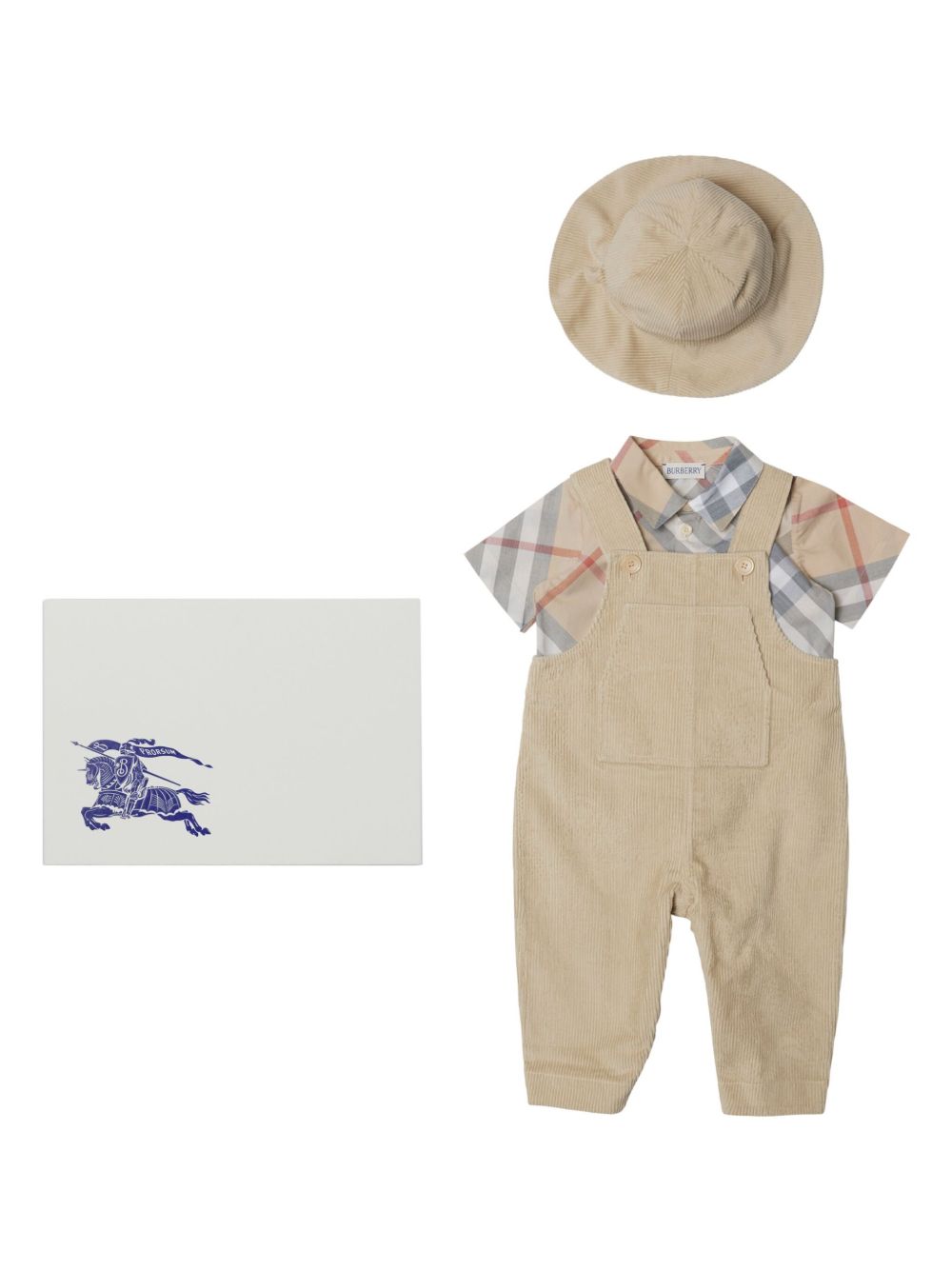 Burberry Kids 棉背带裤套装 - 中性色