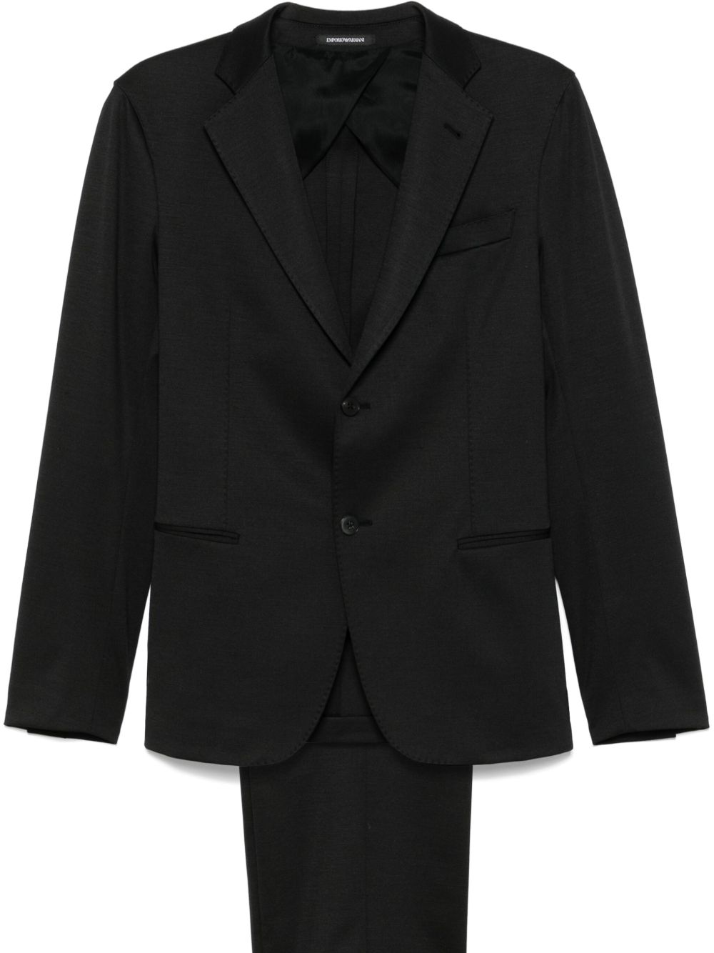 Emporio Armani 平驳领西装套装 - 黑色