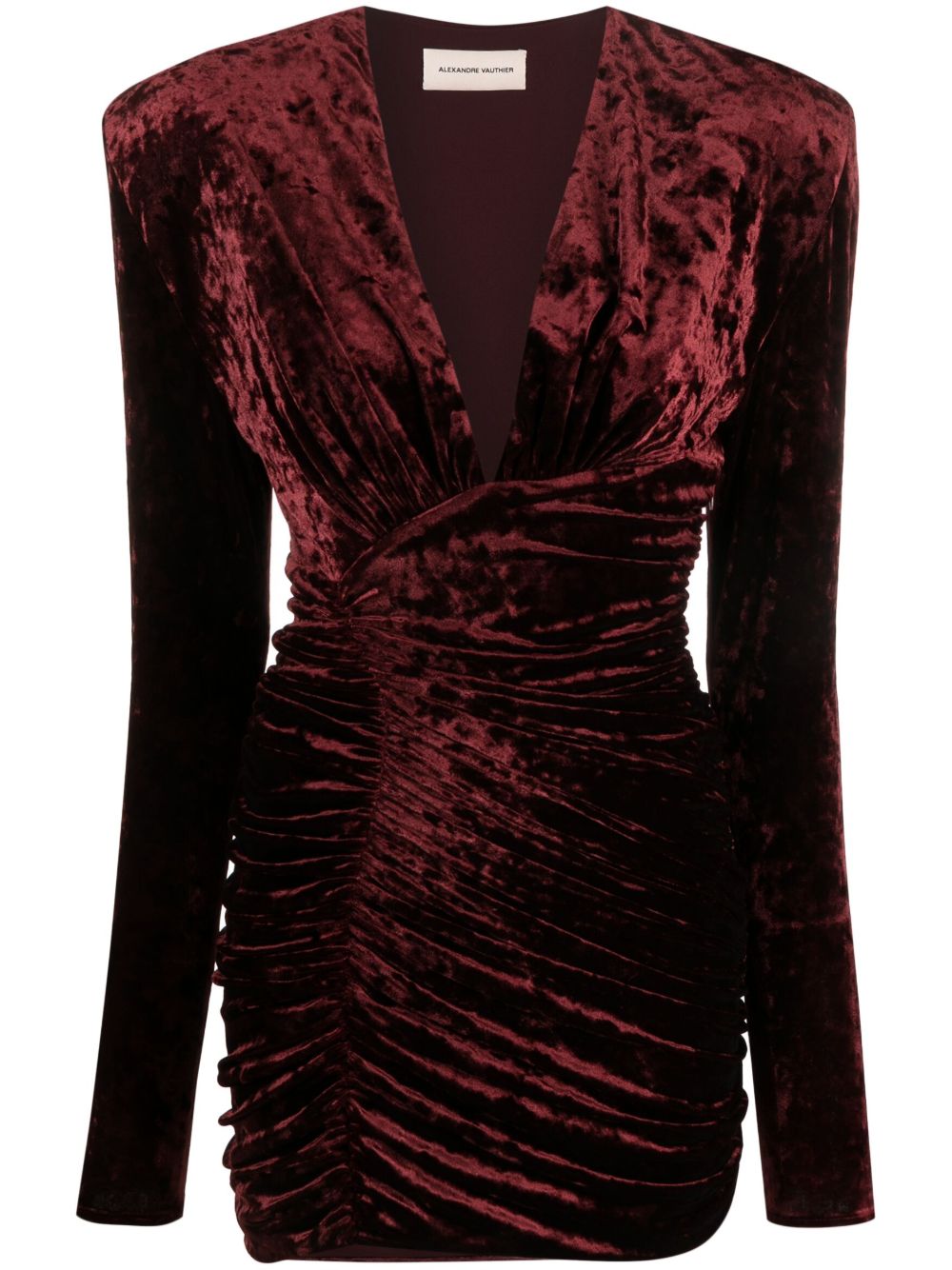 Alexandre Vauthier 褶饰丝绒迷你连衣裙 - 红色