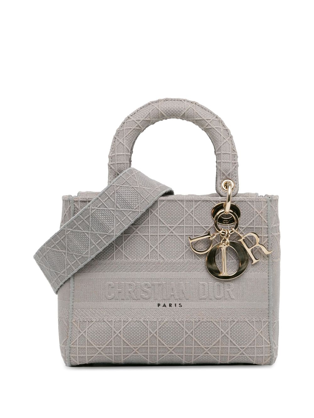 Christian Dior Pre-Owned Medium Cannage Lady D-Lite 斜挎包（2020年典藏款） - 灰色