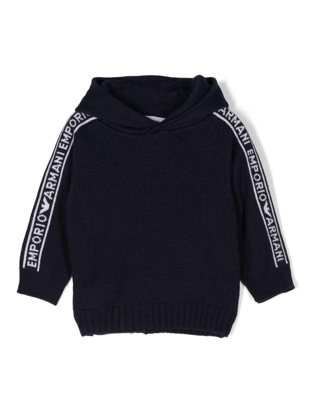 Emporio Armani Kids logo提花连帽衫 - 蓝色