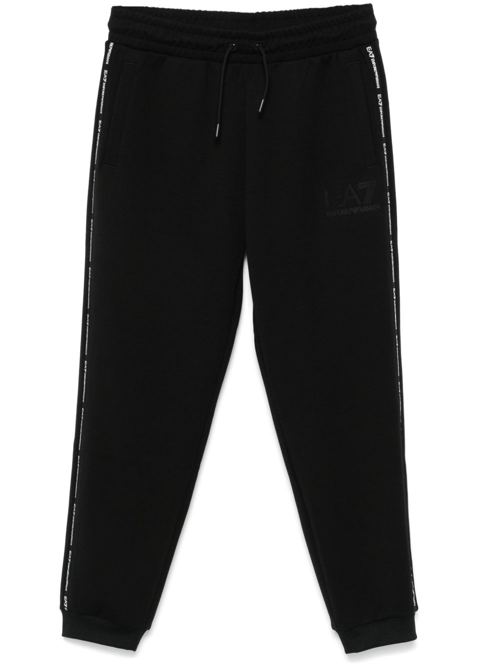 Ea7 Emporio Armani logo饰带运动裤 - 黑色