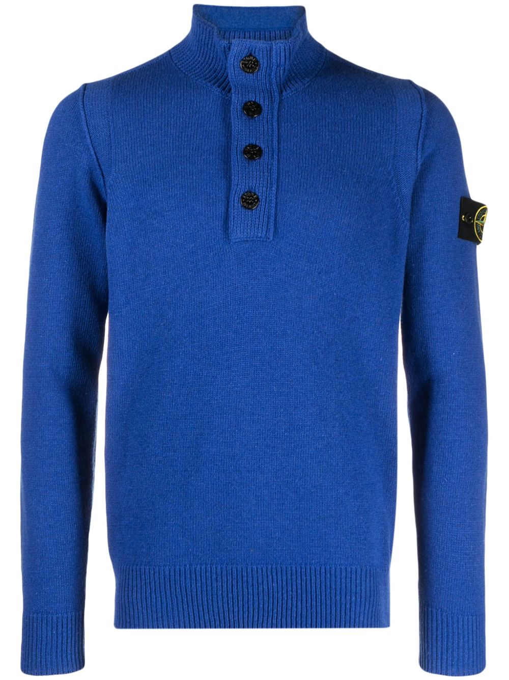 Stone Island 罗盘图案排扣毛衣 - 蓝色