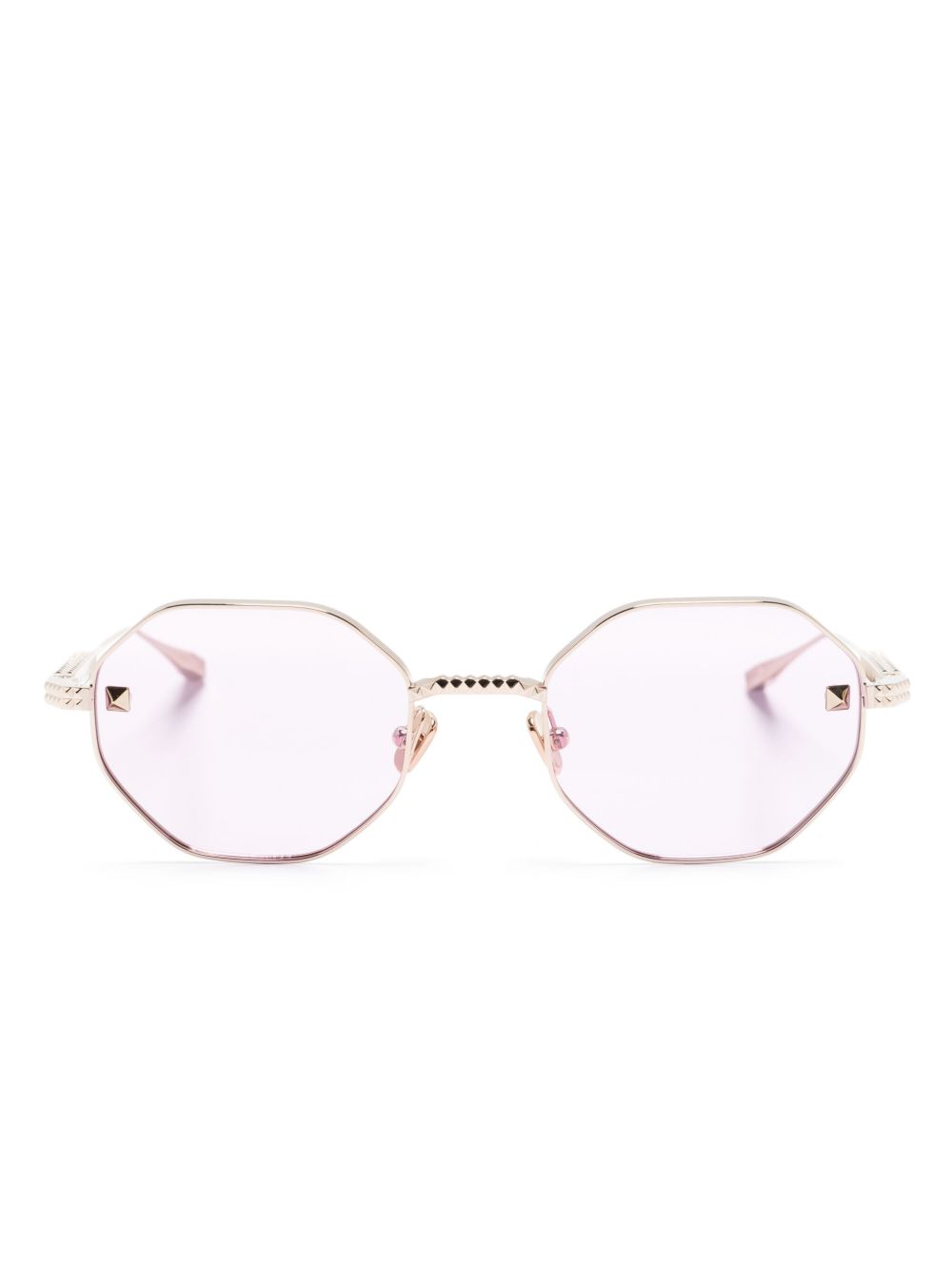 VALENTINO GARAVANI EYEWEAR Rockstud 几何形镜框太阳眼镜 - 金色