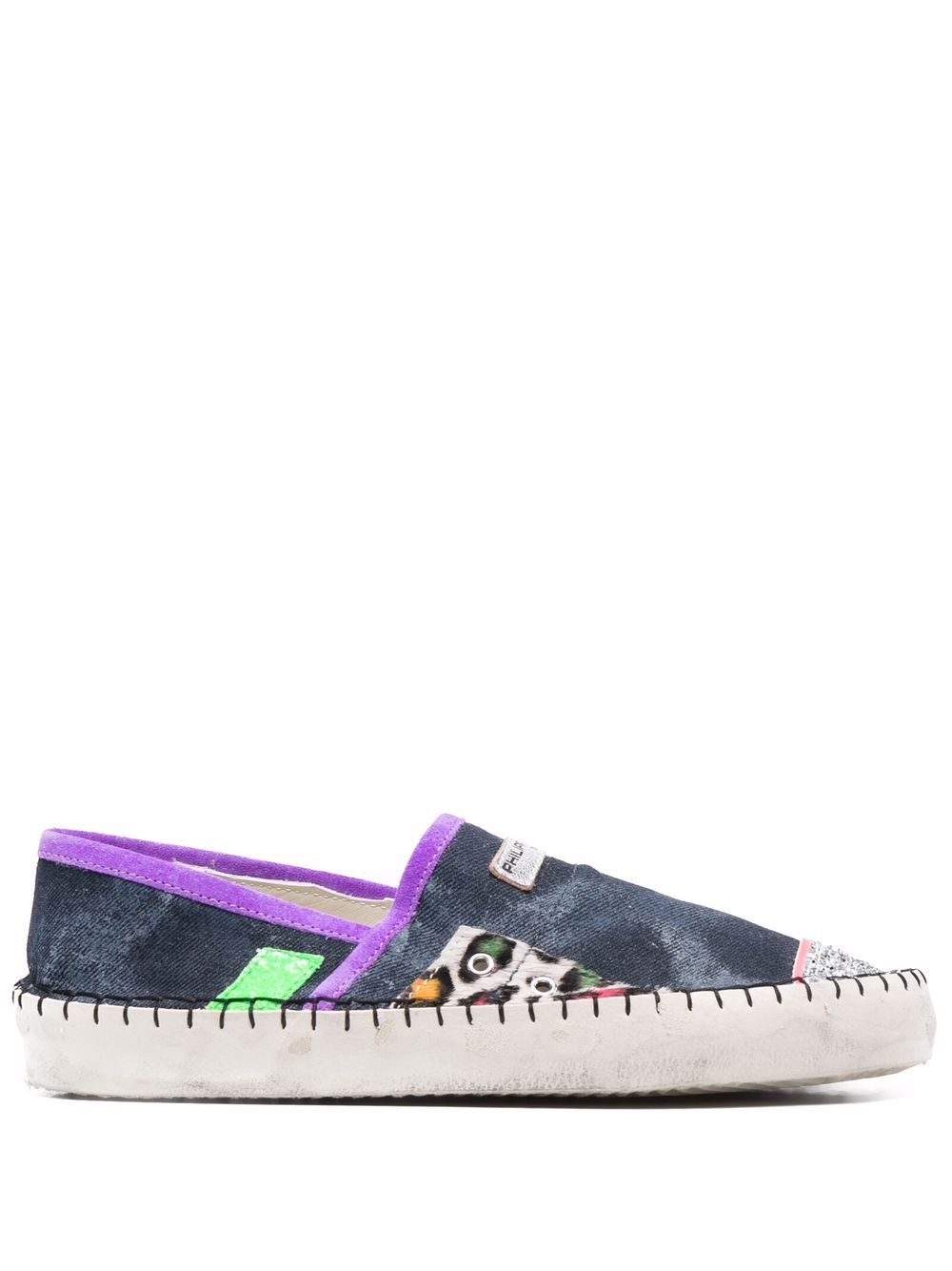Philippe Model Paris Marseille 竹节纹理草编鞋 - 蓝色