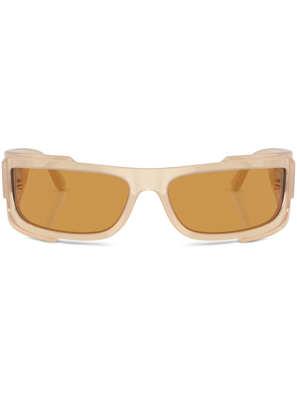 Versace Eyewear logo标牌长方形框太阳眼镜 - 褐色