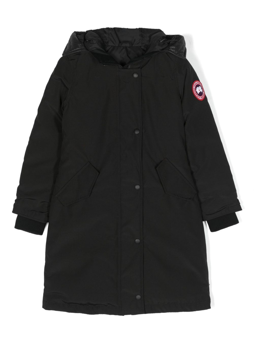 Canada Goose Kids 标贴填充中长外套 - 黑色