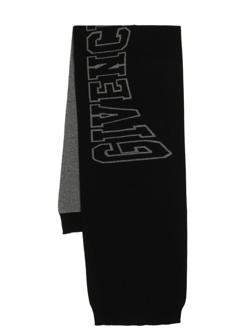Givenchy logo印花双色围巾 - 黑色
