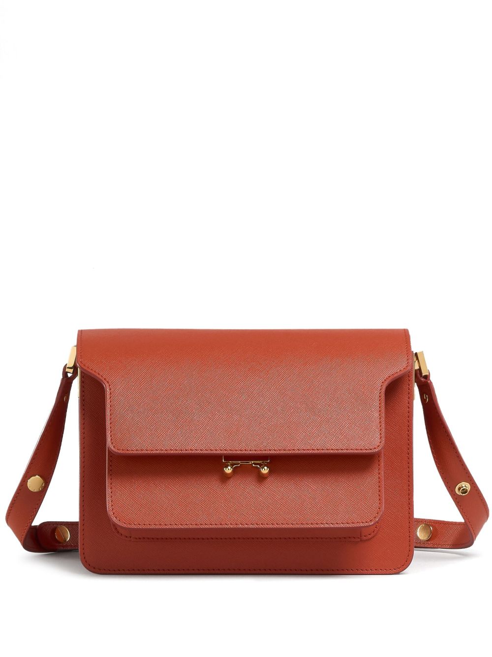 Marni Trunk Saffiano 皮质中号单肩包 - 褐色