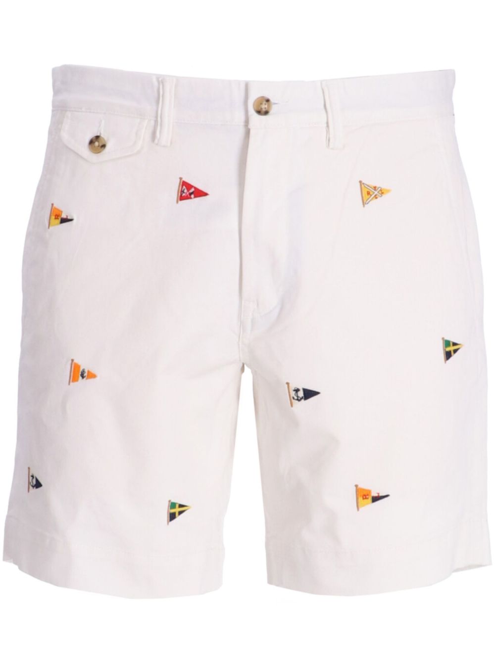 Polo Ralph Lauren 旗帜刺绣斜纹布百慕大短裤 - 白色