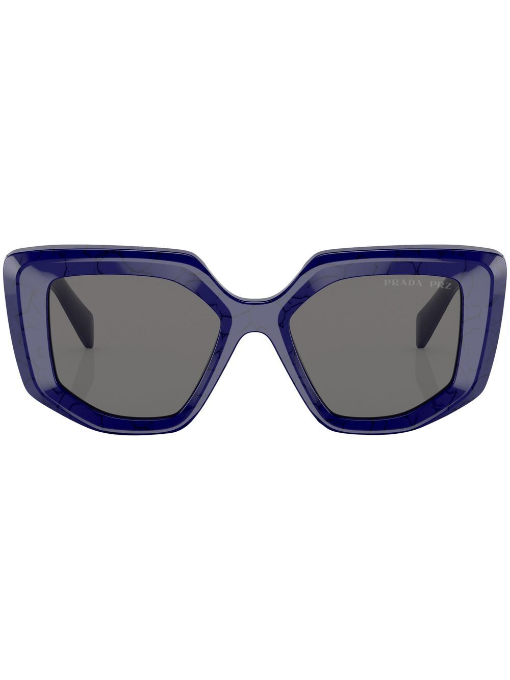 Prada Eyewear 几何形镜框logo细节太阳眼镜 - 蓝色
