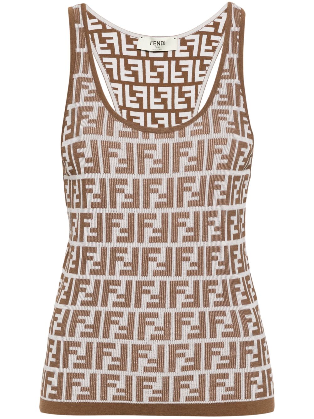 FENDI FF 图案挖背坦克背心 - 白色