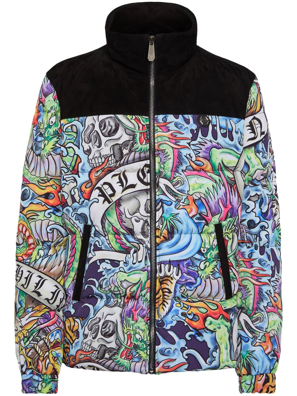 Philipp Plein 刺青印花蓬松夹克 - 黑色
