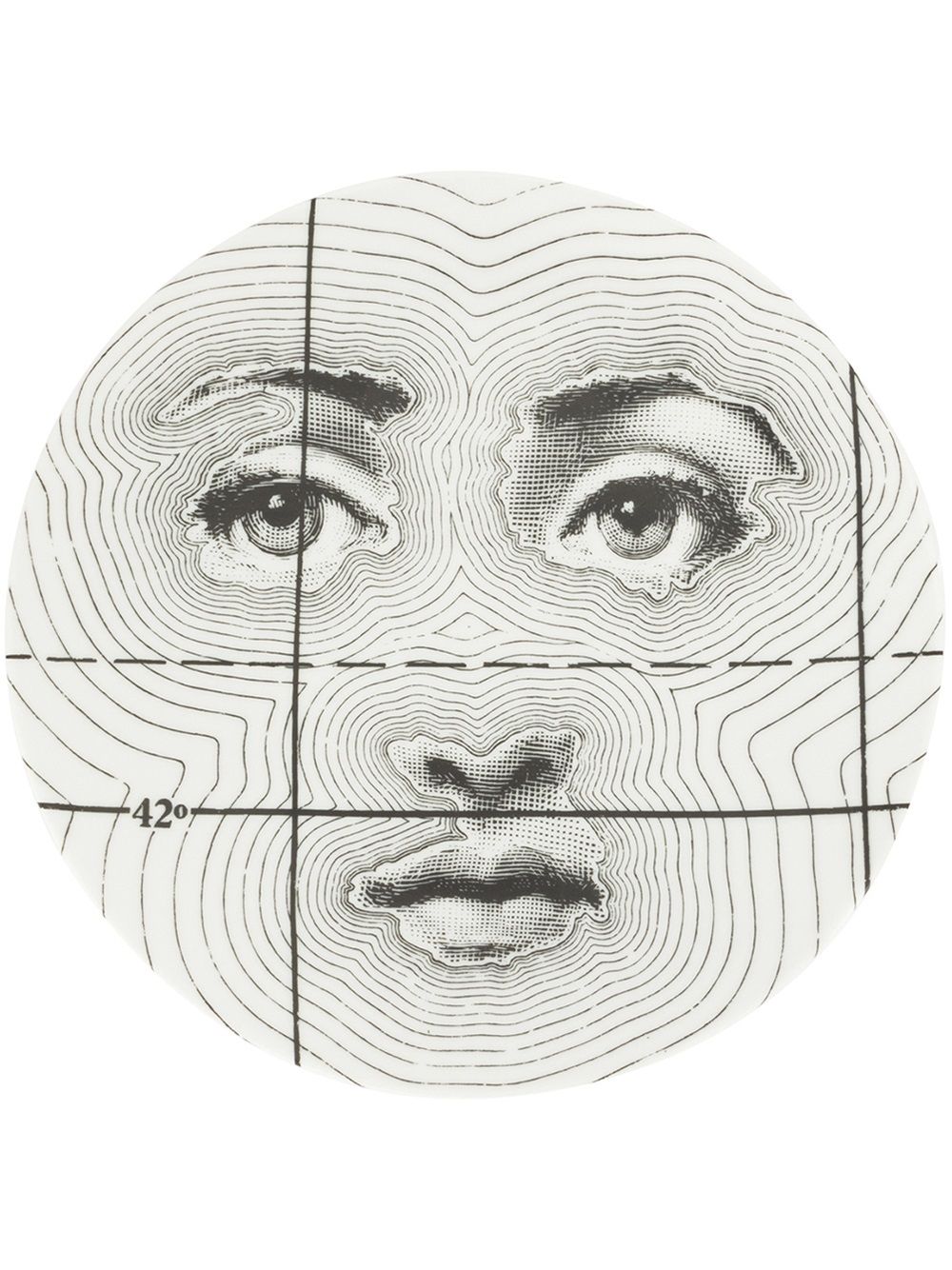 Fornasetti 脸部印花瓷盘 - 黑色