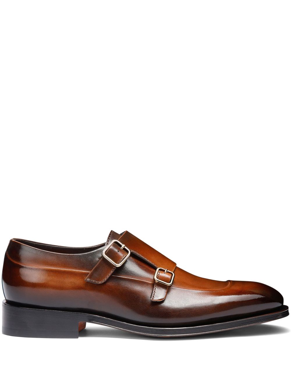 Santoni 皮质孟克鞋 - 褐色