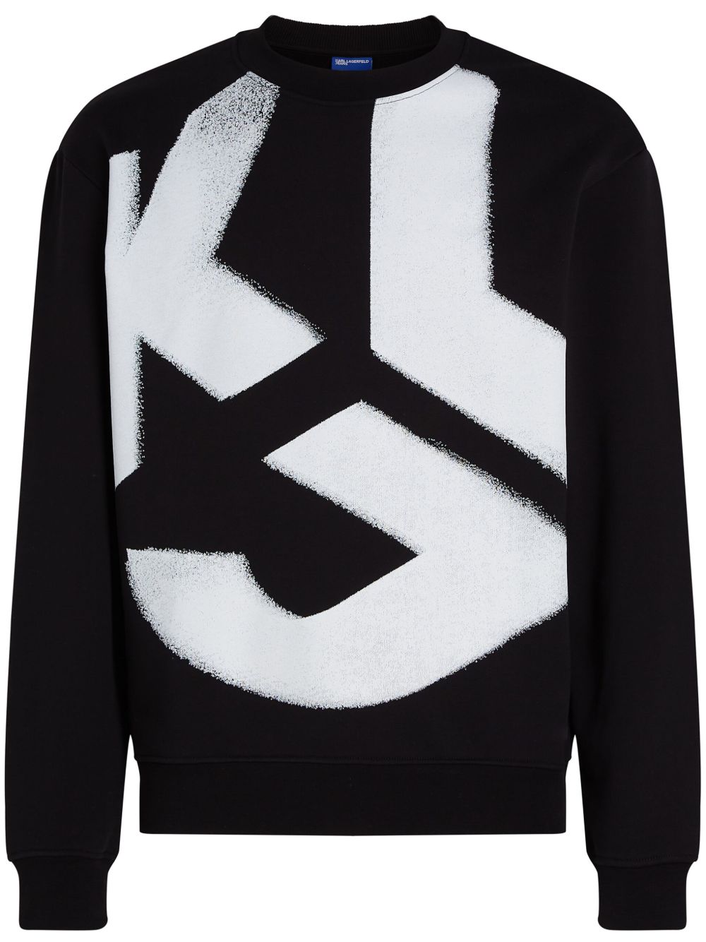 Karl Lagerfeld Jeans 经典logo印花漂白效果卫衣 - 黑色