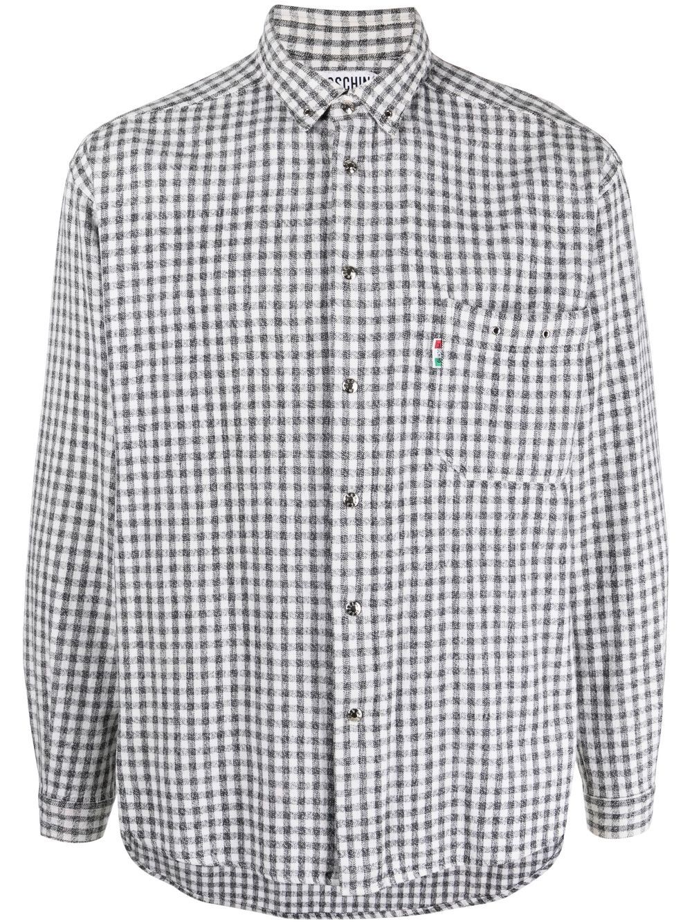 Moschino Pre-Owned 双色格纹摁扣衬衫（1990年代典藏款） - 黑色