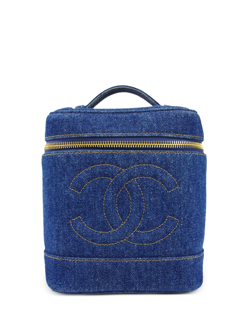 CHANEL Pre-Owned Vanity 牛仔手提包（1997年典藏款） - 蓝色
