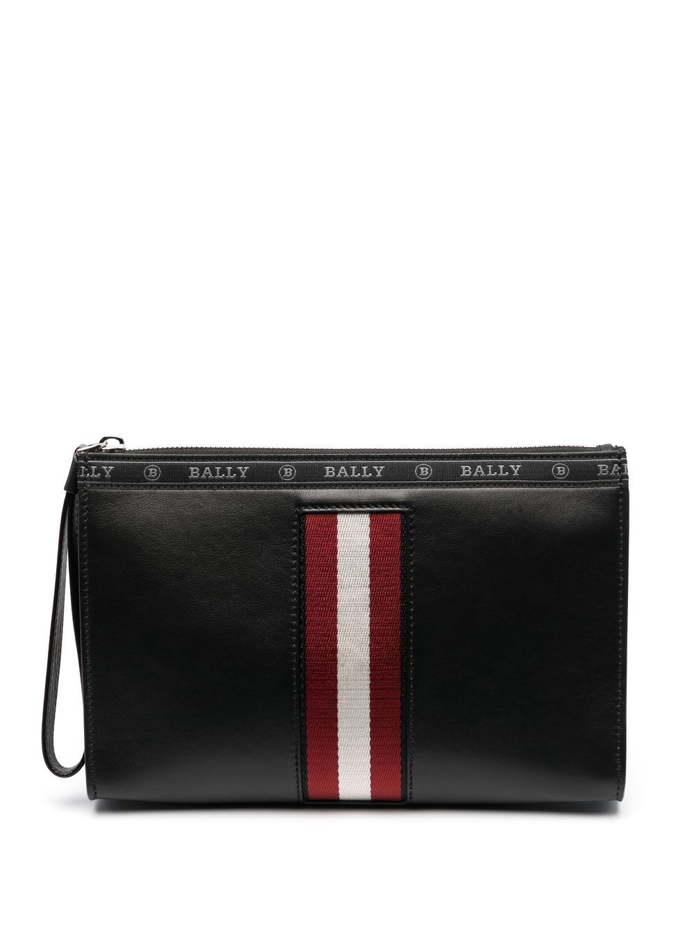 Bally 皮质条纹手拿包 - 黑色
