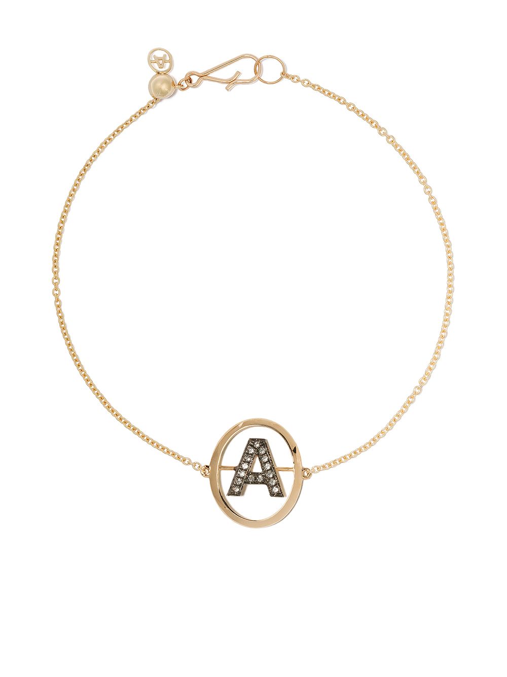 Annoushka A 字母吊饰18K黄金钻石镶嵌手链 - 金色