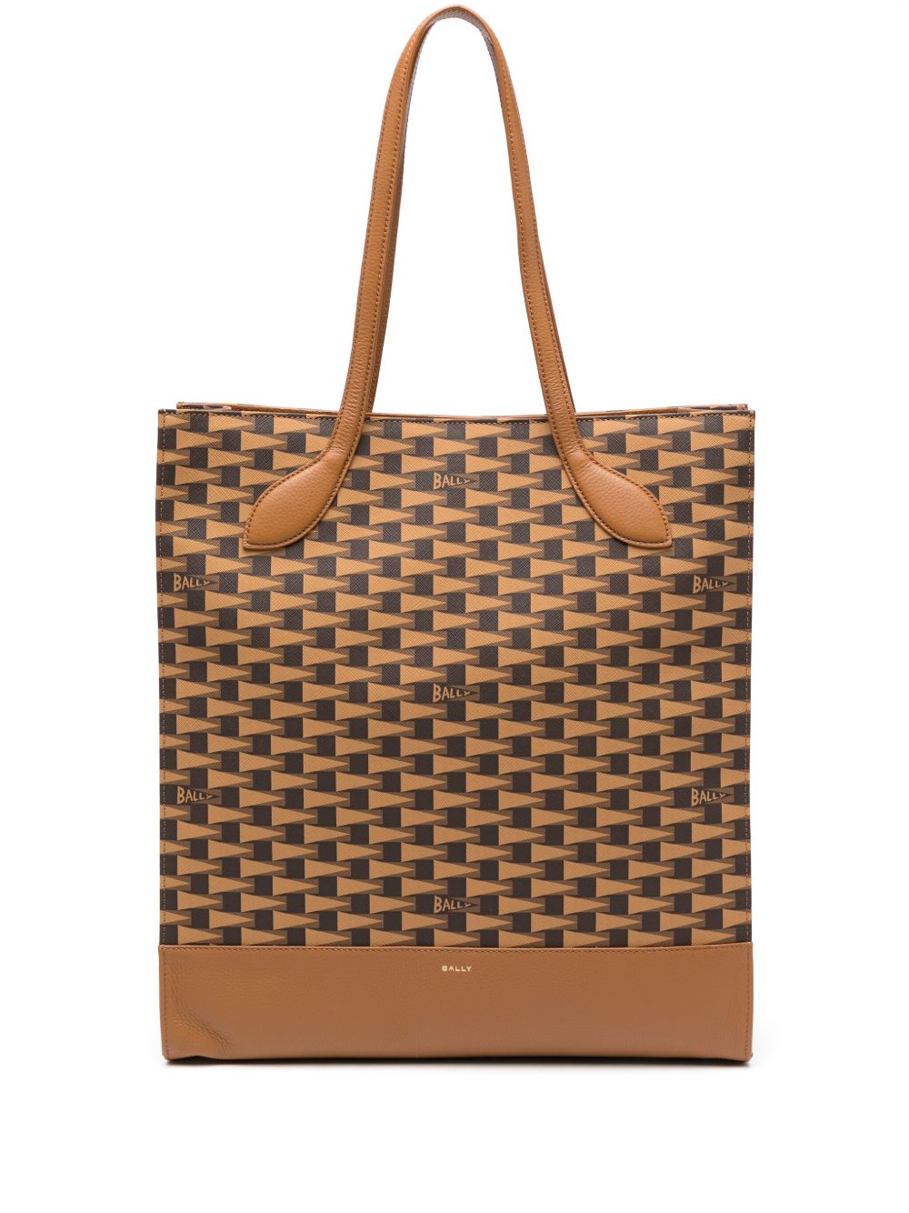 Bally Pennant 皮质托特包 - 褐色