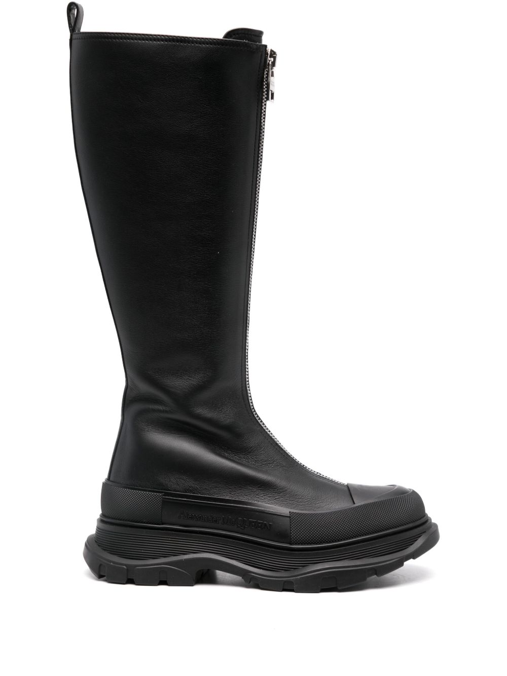Alexander McQueen Tread Slick 皮质高筒靴 - 黑色