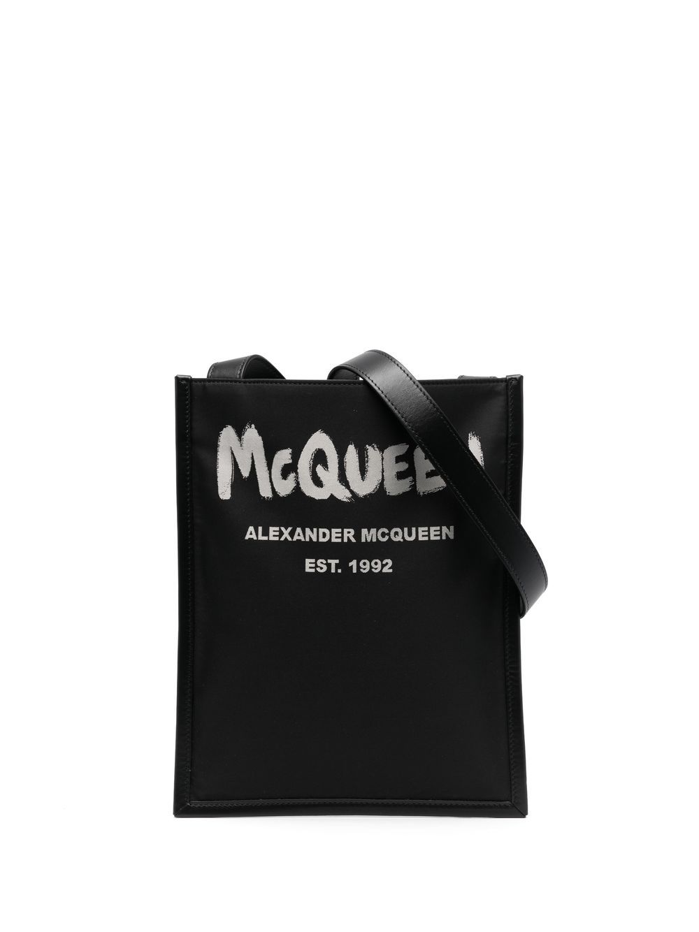 Alexander McQueen 亚历山大·麦昆 涂鸦logo印花邮差包 - 黑色
