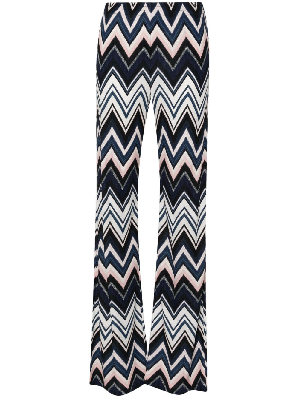 Missoni Z字形图案编织直筒长裤 - 蓝色