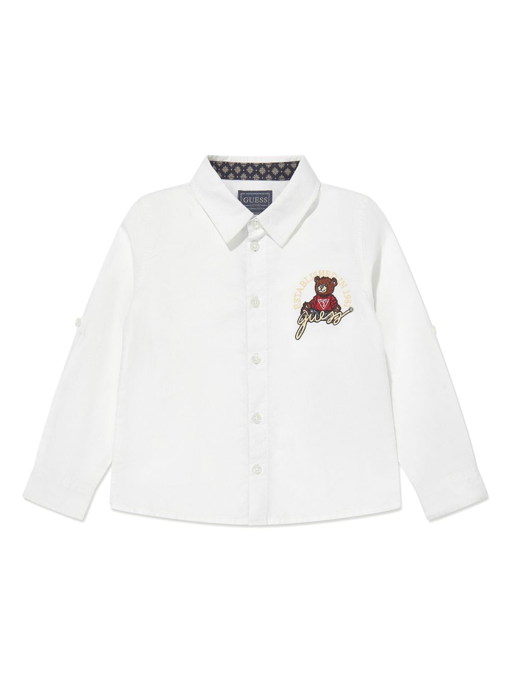 guess kids logo刺绣府绸衬衫 - 白色