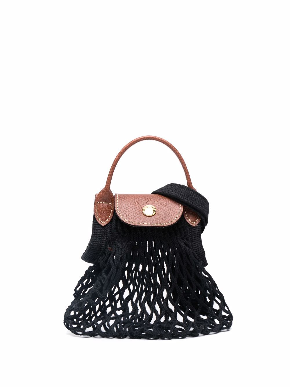 Longchamp Le Pliage Filet 网面设计迷你手提包 - 黑色