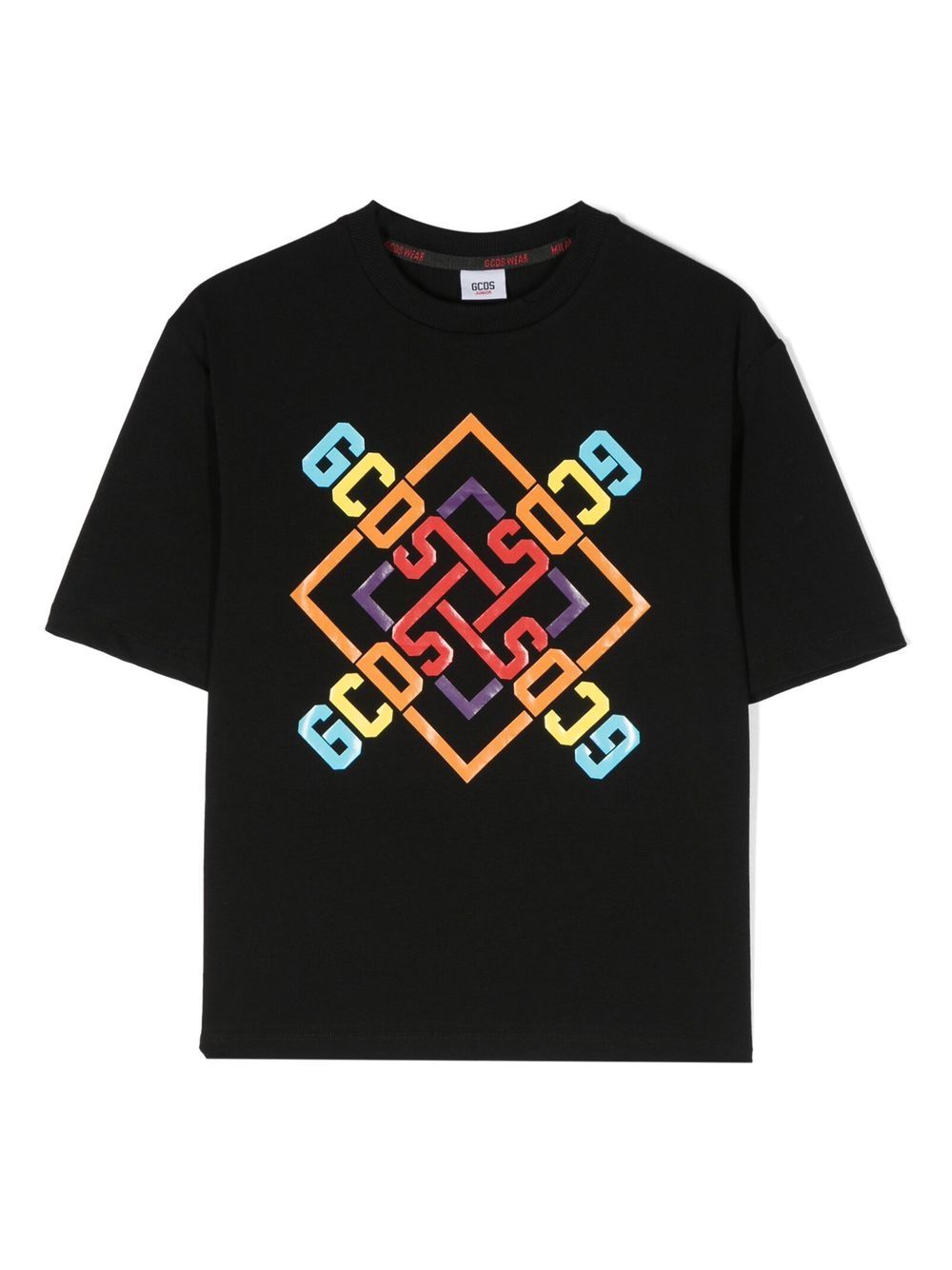 Gcds Kids logo印花短袖T恤 - 黑色