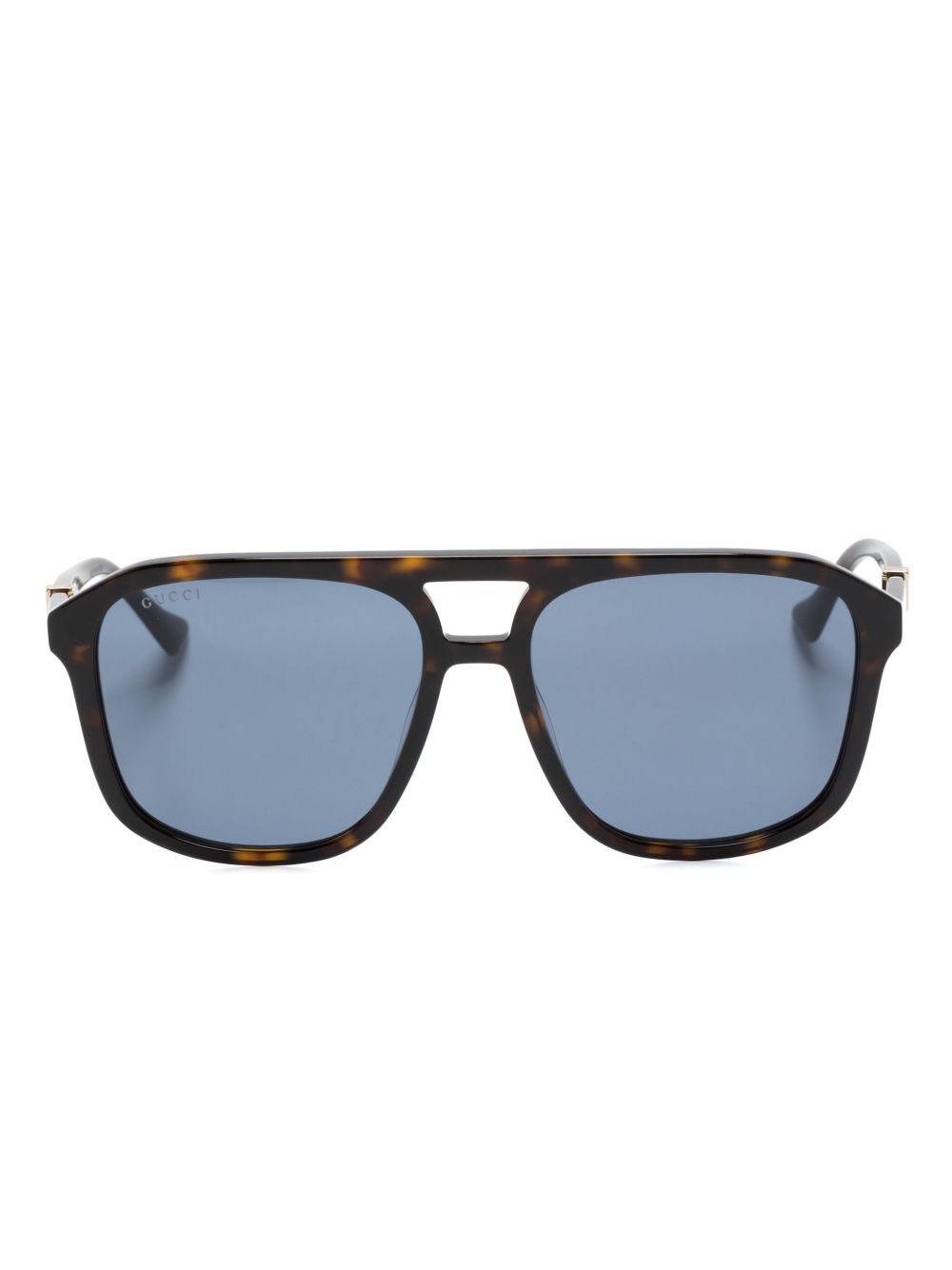 Gucci Eyewear 玳瑁纹飞行员镜框太阳眼镜 - 褐色