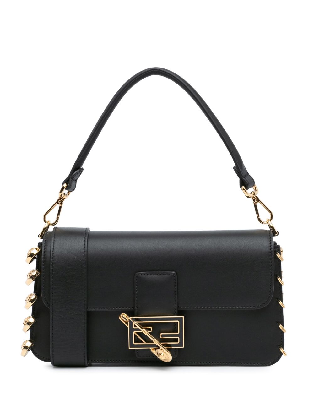Fendi Pre-Owned 21st Century Versace Vitello Seta Fendace Brooch Bagbaguette satchel - 黑色