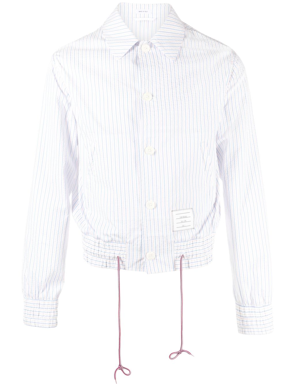 Thom Browne 泡泡纱条纹衬衫式夹克 - 蓝色
