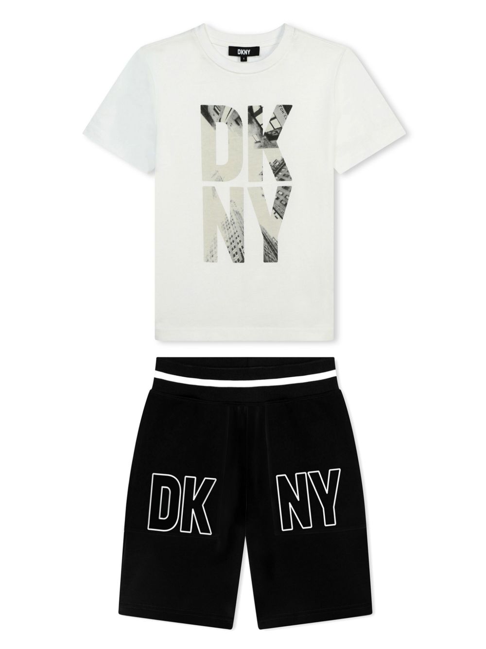 Dkny Kids logo印花棉运动套装 - 白色
