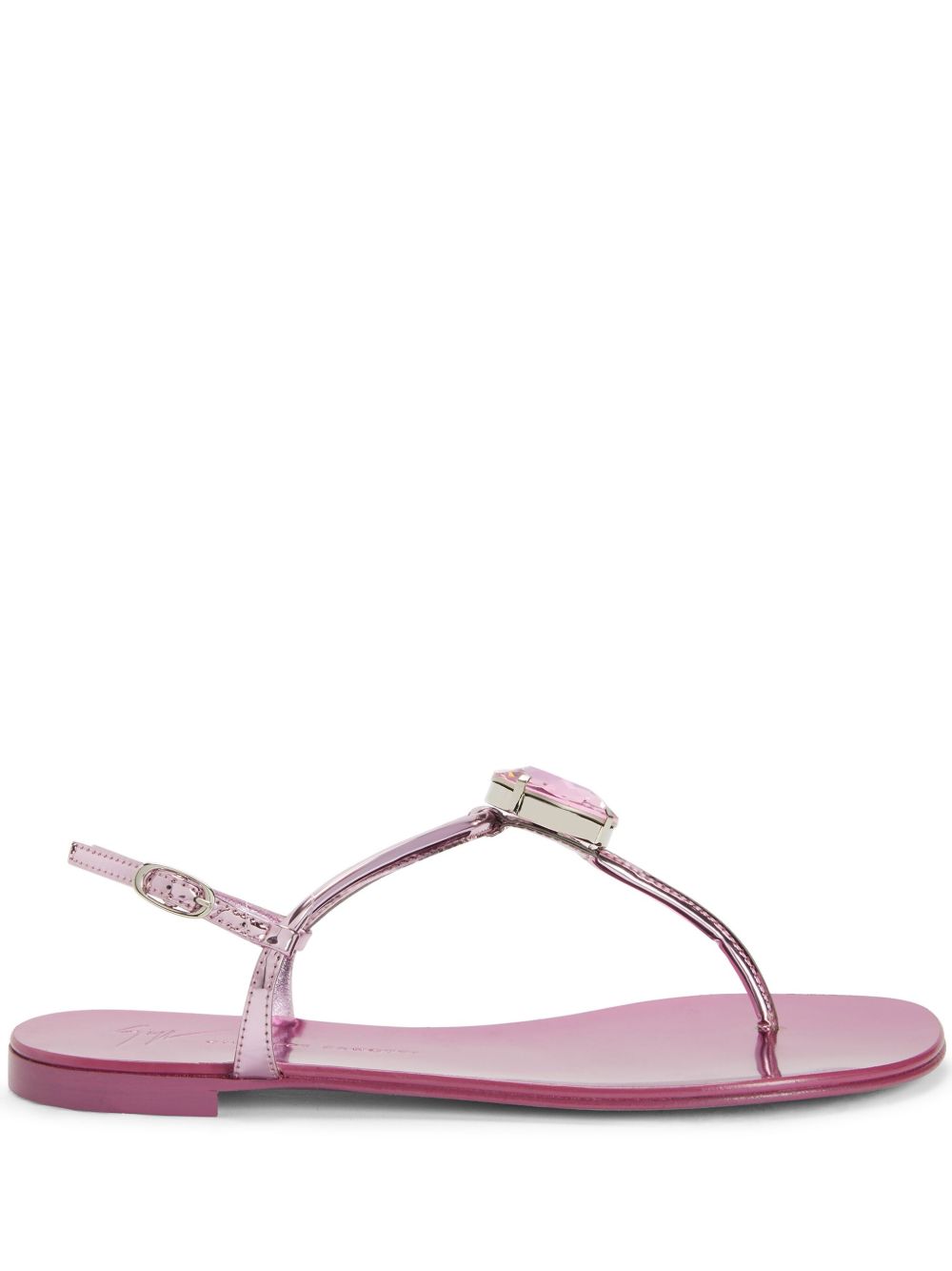 Giuseppe Zanotti Anthonia 金属感平底凉鞋 - 粉色