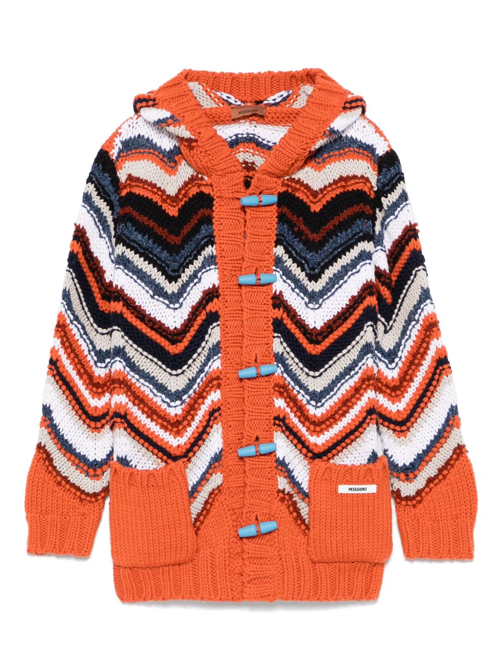 Missoni Kids 人字纹图案针织开衫 - 橘色