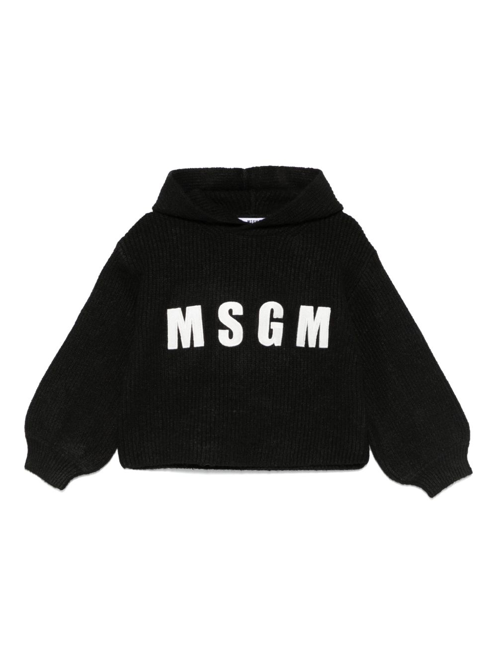 MSGM Kids logo刺绣毛衣 - 黑色