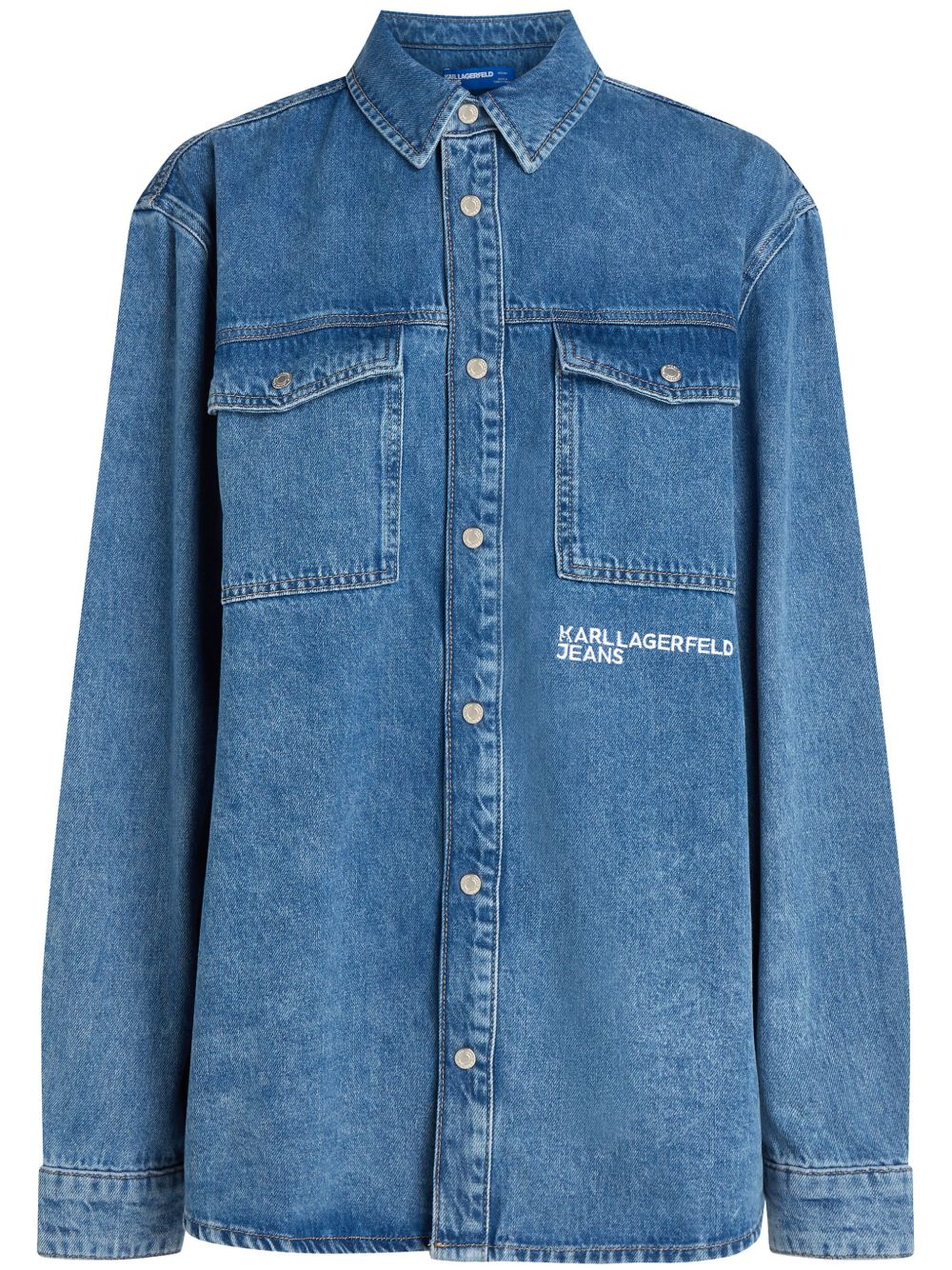 Karl Lagerfeld Jeans logo刺绣衬衫 - 蓝色